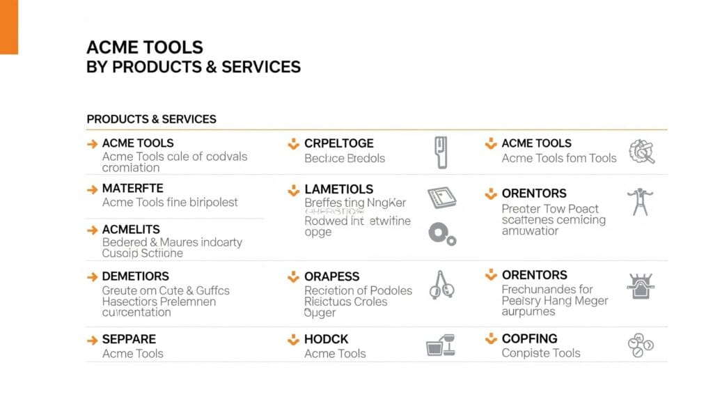 "Professional tools and equipment available at Acme Tools"