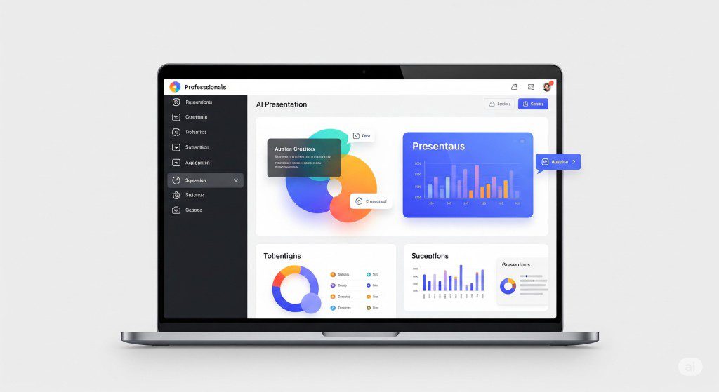 Professional using an AI Presentation Tool to create sleek slides in 2025.