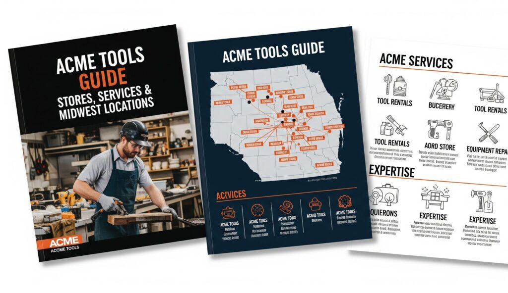 Acme Tools storefront with tools and equipment on display.