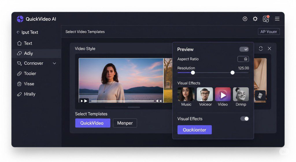 QuickVideo AI tool creating stunning videos with advanced AI in 2025.