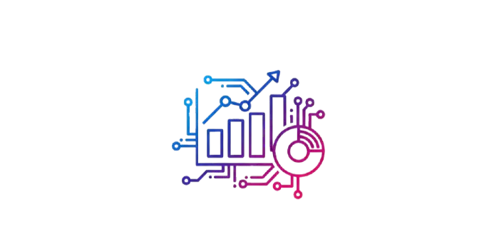 A complex data set being visualized and interpreted by analytics AI Tools.