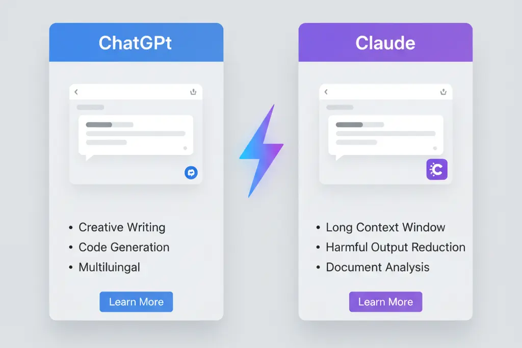 Two chat interfaces showing responses from ChatGPT and Claude AI Tools.