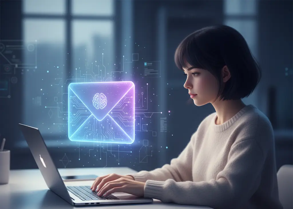 A magnifying glass over a futuristic circuit board, symbolizing AI Tools.