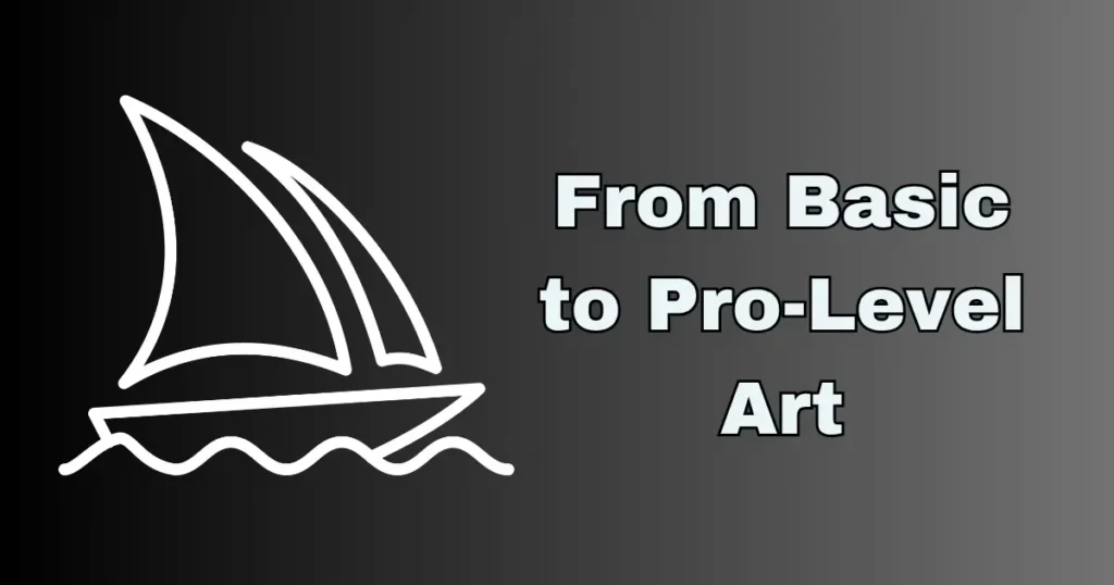 A artistic ladder rising from simple to complex Midjourney art.