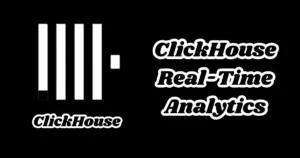 ClickHouse Real-Time Analytics logo with data visualization graphic.