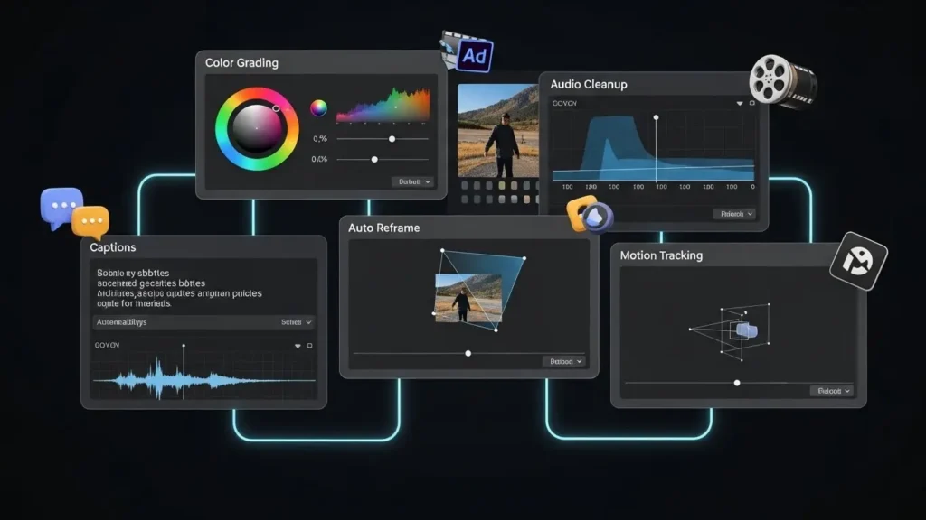 Adobe Premiere Pro AI feature dashboard.
