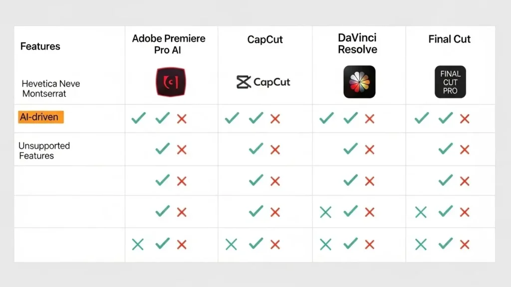 Adobe Premiere Pro AI vs other AI video editors.